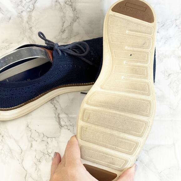 COLE HAAN Original Grand Stitchlite Wingtip Oxfords Navy Blue 8 - Picture 6 of 7